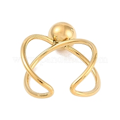 Ion Plating(IP) 304 Stainless Steel Round Open Cuff Ring&nbsp;RJEW-C097-06G