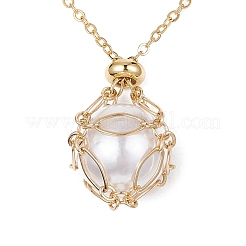 Brass Chains Macrame Pouch Empty Stone Holder for Pendant Necklaces Making&nbsp;NJEW-JN04475-01