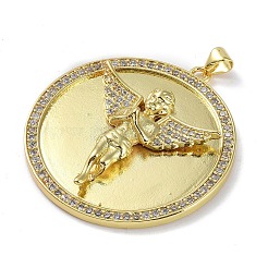 Rack Plating Brass Micro Pave Clear Cubic Zirconia Pendants&nbsp;KK-K341-53B-G