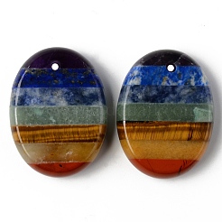 Chakra Style Assembled Natural Amethyst & Lapis Lazuli & Sodalite & Green Aventurine & Tiger Eye & Topaz Jade & Red Jasper Pendants&nbsp;G-R478-12