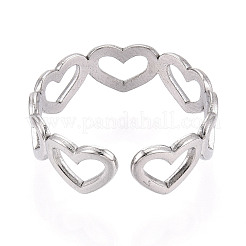 Non-Tarnish 304 Stainless Steel Open Heart Wrap Cuff Ring for Women&nbsp;RJEW-S405-194P