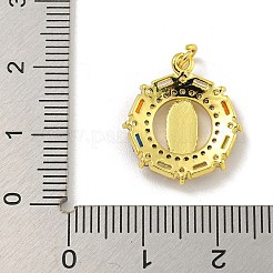 Virgin Mary Theme Rack Plating Brass Micro Pave Cubic Zirconia Pendants&nbsp;KK-C074-70G-02