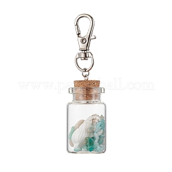 Natural Lapis Lazuli/Amethyst/Carnelian/Citrine/Rose Quartz/Amazonite Chip & Shell Beads inside Glass Wishing Bottle Pendant Decorations&nbsp;HJEW-JM03220