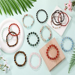 12Pcs Natural & Synthetic Gemstone Beads Stretch  Bracelets Set&nbsp;BJEW-SW001603