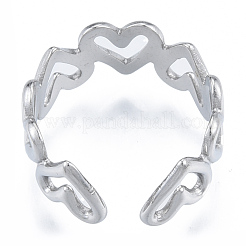 Non-Tarnish 304 Stainless Steel Hollow Heart Cuff Rings&nbsp;RJEW-N038-124P