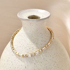 Brass Pave Clear Cubic Zirconia Rectangle & Flat Round Link Bracelets&nbsp;BJEW-YWC0002-02G