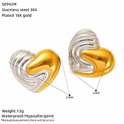 Two Tone 304 Stainless Steel Stud Earrings for Women&nbsp;WGF242D-01