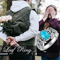 Zinc Alloy with Synthetic Turquoise Finger Rings&nbsp;FS-WGE57A9-03