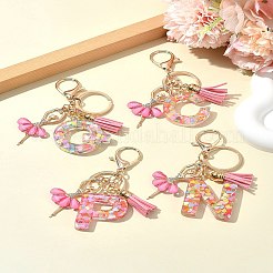 Letter A~Z Transparent Glitter Resin Pendant Keychains&nbsp;KEYC-FZ00024-14