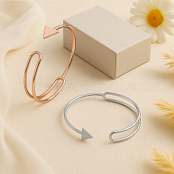 2Pcs 2 Colors Alloy Cuff Bangles for Women&nbsp;BJEW-HY0002-06