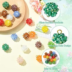 Handmade Nylon Wired Glass Beaded Pendants with Glass Pearl Round Bead&nbsp;PALLOY-CJ00105