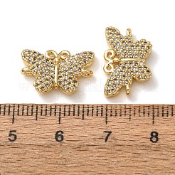 Brass Micro Pave Clear Cubic Zirconia Connector Charms&nbsp;CU-CBA4579-01G-E