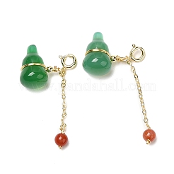 Natural Green & Red Agate Gourd Pendant Decorations&nbsp;G-K341-14G