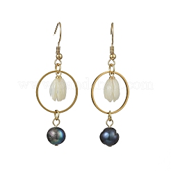 Natural Cultured Freshwater Pearl Dangle Earrings&nbsp;EJEW-JE07168
