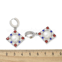 304 Stainless Steel Rhombus Hoop Earrings&nbsp;EJEW-A119-11P