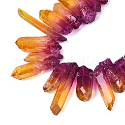 Two Tone Spray Painted Natural Quartz Crystal Points Beads Strands&nbsp;G-Q610-03E