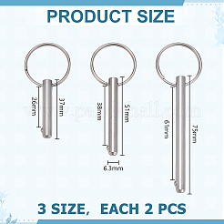 6Pcs 3 Styles 316 Surgical Stainless Steel Ball Pin&nbsp;STAS-AR0002-67