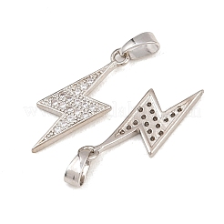Lightning Bolt Brass Micro Pave Cubic Zirconia Pendants&nbsp;KK-K109-26P