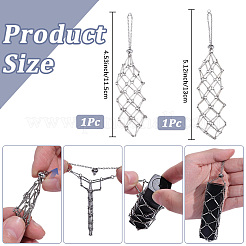 2Pcs 2 Styles 667 Stainless Steel Lipstick Macrame Pouch Holder Pendant Decorations&nbsp;HJEW-CP0001-48