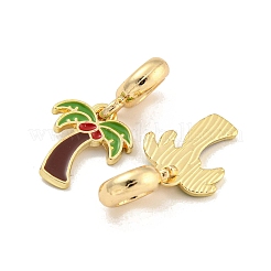 Rack Plating Alloy Enamel Coconut Tree European Dangle Charms&nbsp;FIND-B034-51G-01