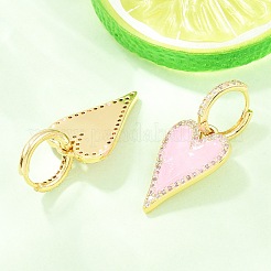 Valentine's Day Heart Brass Micro Pave Clear Cubic Zirconia Hoop Earrings&nbsp;EJEW-Z164-10G
