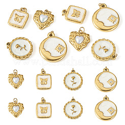 8Pcs 4 Styles 304 Stainless Steel Enamel Pendants&nbsp;STAS-TA0006-19