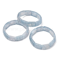 Rectangle Natural Dyed White Jade Imitation Aquamarine Beaded Stretch Bracelets for Women Men&nbsp;GG-CBA9ACE-C11