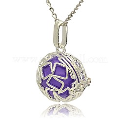 Silver Color Plated Brass Hollow Round Cage Pendants&nbsp;KK-J231-09S