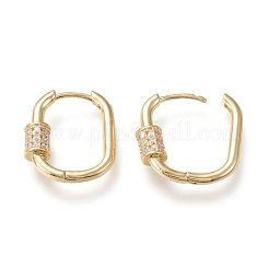 Brass Micro Pave Clear Cubic Zirconia Huggie Hoop Earrings&nbsp;EJEW-I251-03G