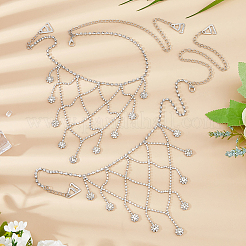 Alloy Crystal Rhinestone Multilayered Flower Tassel Shoulder Bra Body Chains&nbsp;AJEW-WH0752-575P