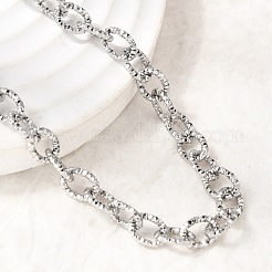 6MM 201 Stainless Steel Textured Cable Chain Necklaces for Unisex&nbsp;NJEW-K302-03P
