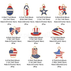 20Pcs 10 Styles American Flag Style Alloy Enamel Charms&nbsp;ENAM-YW0002-41