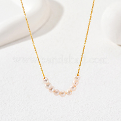 Elegant Natural Freshwater Pearl Rice Beaded Metal Chain Necklaces for Women&nbsp;XK5960