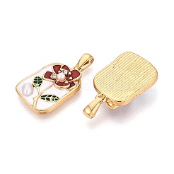 304 Stainless Steel Rhinestone & Enamel & ABS Imitation Pearl Pendants&nbsp;STAS-T072-86A-G