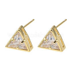 Brass Micro Pave Clear Cubic Zirconia Stud Earrings&nbsp;EJEW-C174-02F-G