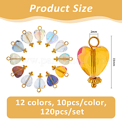 120Pcs 12 Colors Electroplate Glass Pendants&nbsp;PALLOY-FH00171