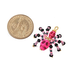 Halloween Theme Dyed Synthetic Turquoise & Glass Seed Beads Pendants&nbsp;PALLOY-MZ00774-01