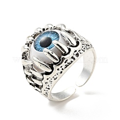 Claw with Evil Eye Resin Open Cuff Ring&nbsp;RJEW-D118-02AS