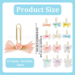 12Pcs 12 Styles Handmade Polyester Organza Bowknot Paper Clips&nbsp;AJEW-AB00203