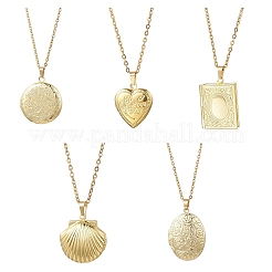 Brass Locket Pendant Necklaces&nbsp;NJEW-JN05906