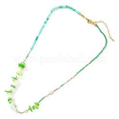 Fashionable Green Natural Stone Chip Beaded Necklaces for Women&nbsp;FC1774
