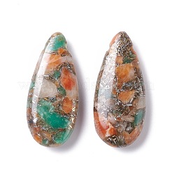 Assembled Natural Orange Quartz & Serpentine Jade Pendants&nbsp;G-K317-C04