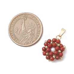Natural Red Jasper Faceted Round Cluster Flower Pendants&nbsp;PALLOY-MZ01197-01