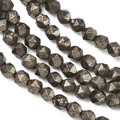 Natural Gold Pyrite/Golden Pyrite Beads Strands&nbsp;G-G458-I01-6mm
