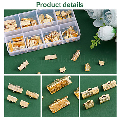 80Pcs 4 Style Brass Ribbon Crimp Ends&nbsp;FIND-PH0007-12