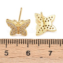 Brass Micro Pave Clear Cubic Zirconia Stud Earrings&nbsp;EJEW-F400-02D-G