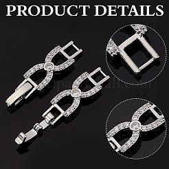 8Pcs 4 Styles Bowknot Rack Plating Brass Clear Cubic Zirconia Watch Band Clasps&nbsp;ZIRC-ME0001-04P