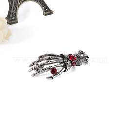 Halloween Theme Rhinestone Skull Hand Brooch Pin&nbsp;HAWE-PW0001-189