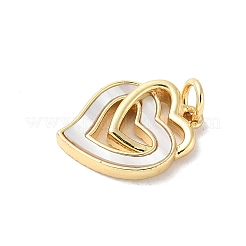 Brass Pave Natural White Shell Pendants&nbsp;KK-S522-08C-G