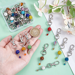 28Pcs 14 Colors Rhinestone Pave Disco Ball and Bicone Glass Dress Zipper Helper&nbsp;HJEW-PH01984